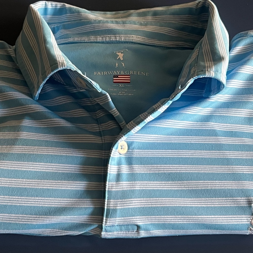 Fairway & Greene Blue and White Polo Shirt